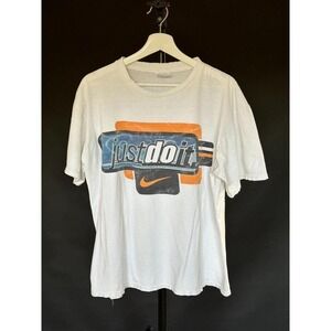 Vintage Nike Adult Just Do It T-Shirt Large White Made in USA 90s Y2K Streetwear